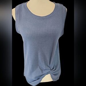Soft blue ribbed tank top with tie front & peplum tee bundle. 2 summer tops!